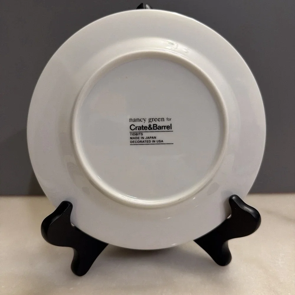 Set Of 5 Crate & Barrel Nancy Green Tidbits 6 .5" Tapas Bread Appetizer Plates - Picture 7 of 7